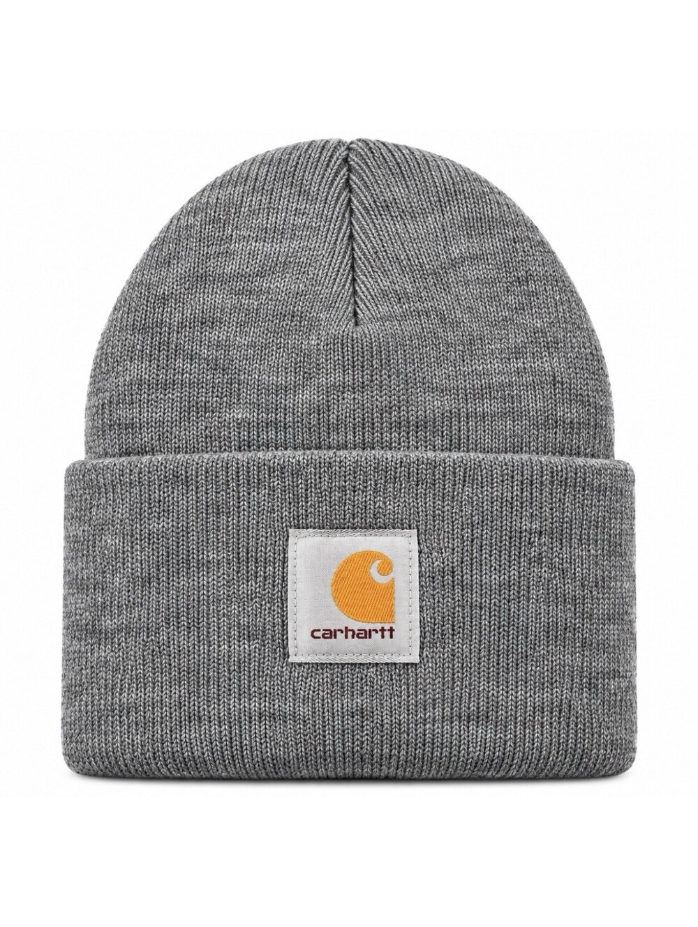 Carhartt Knit Cuffed Beanie Hat Heather Gray Logo Patch One Size Unisex NWT